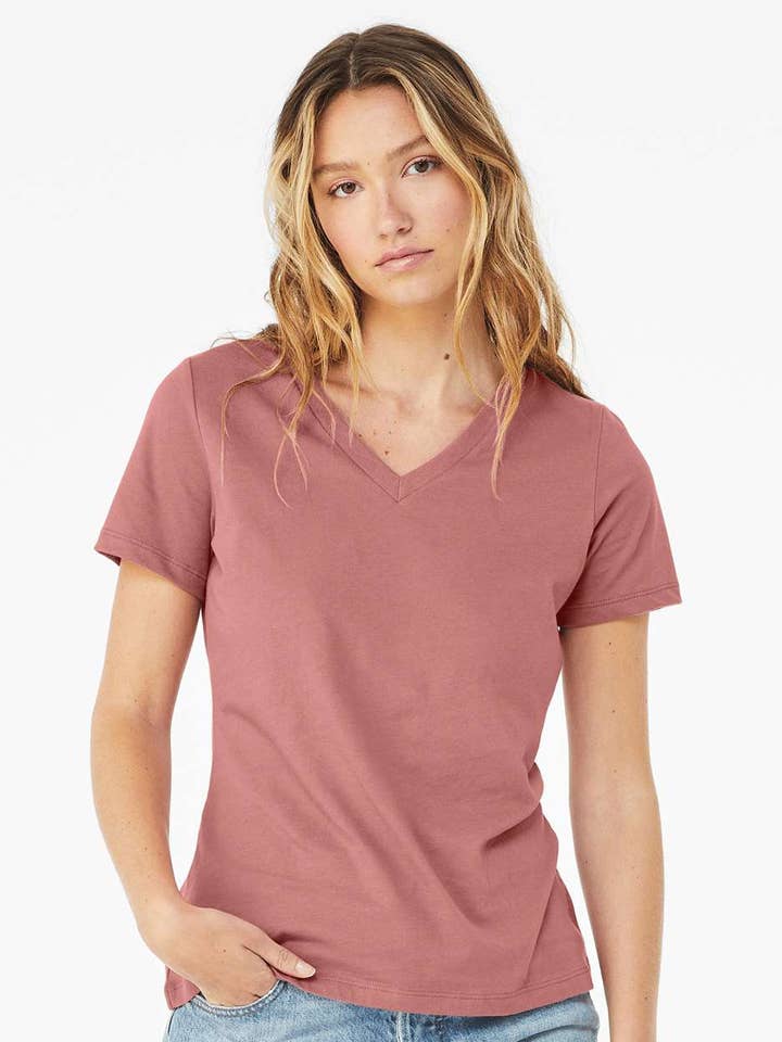 SKS Design Studio - Wholesale Screen Printed T-Shirt - Women's - CUSTOM LOGO | Women's V-Neck T-Shirt6