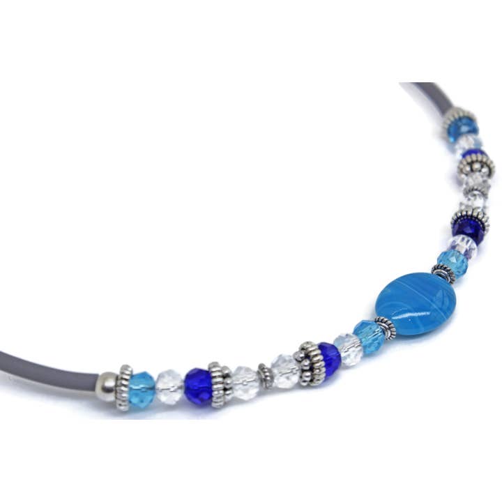 17BNS Memory Wire Ketting - Blauw/Steen voor wholesale door Sea Ranch Jewelry