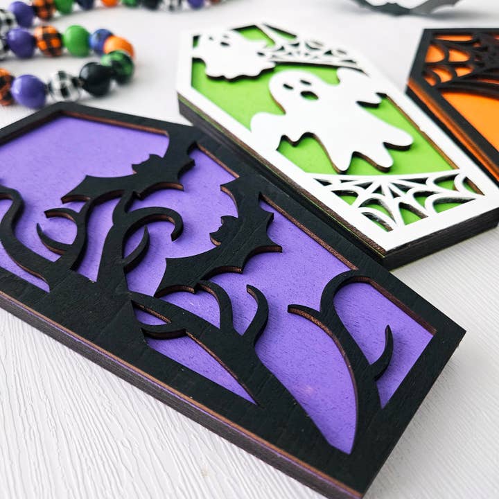 WhimsyLotus – Großhandel Tischdeko – Halloween-Sarg-Holzdekor | Halloween-Tischregaldekor3