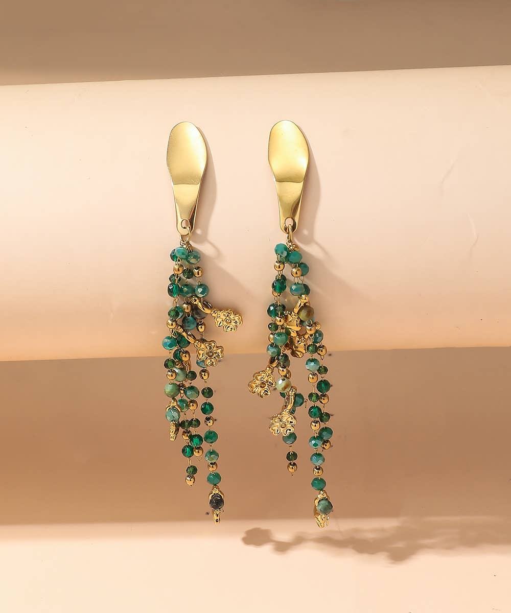 Blossom bijoux – Brincos de argola por atacado – Brincos de pino em aço inoxidável com contas de cristal Blossom bijoux2