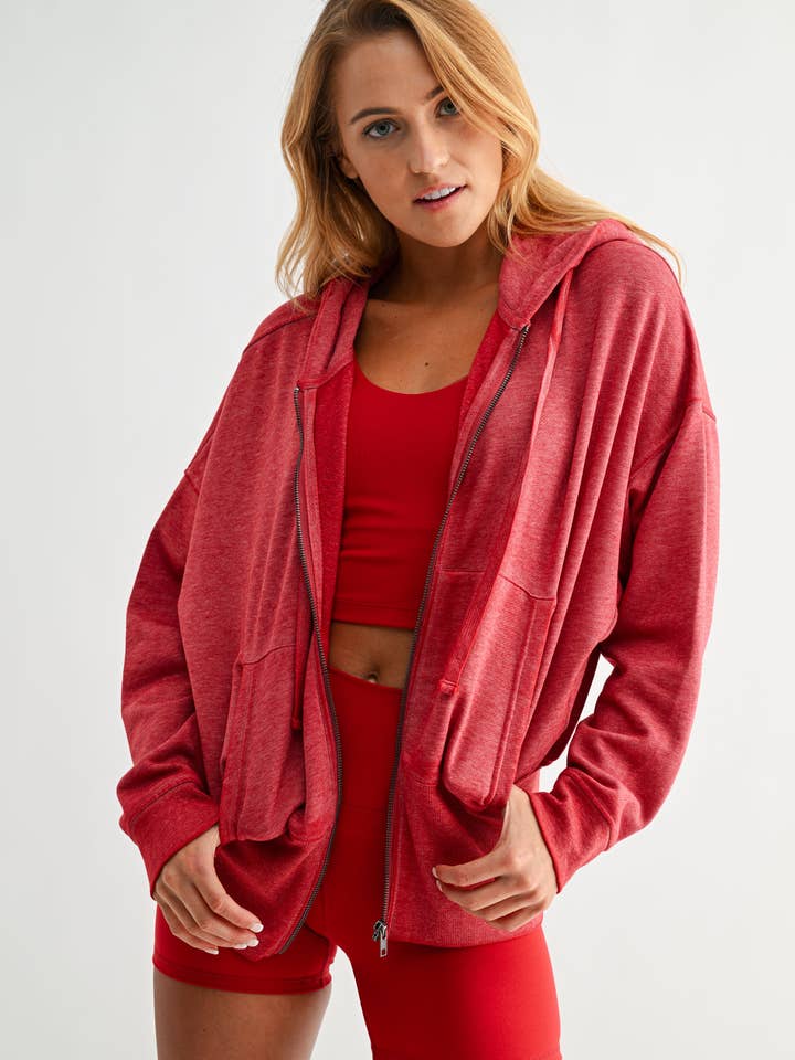 Mono B - Wholesale Hoodie - Women's - Fleece Hoodie Jacket with Tapered Sleeves19