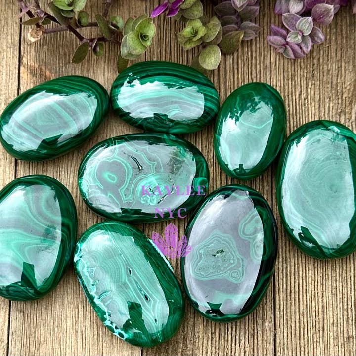 KayleeNYC - Wholesale Spiritual Stone/Crystal - 1 lb Natural Malachite Palm Stone Crystal Nice Quality