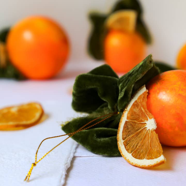 Kristin Cronic Studio - Wholesale Ornament - Orange Moss and Peel Painted Ornament | Hand painted1