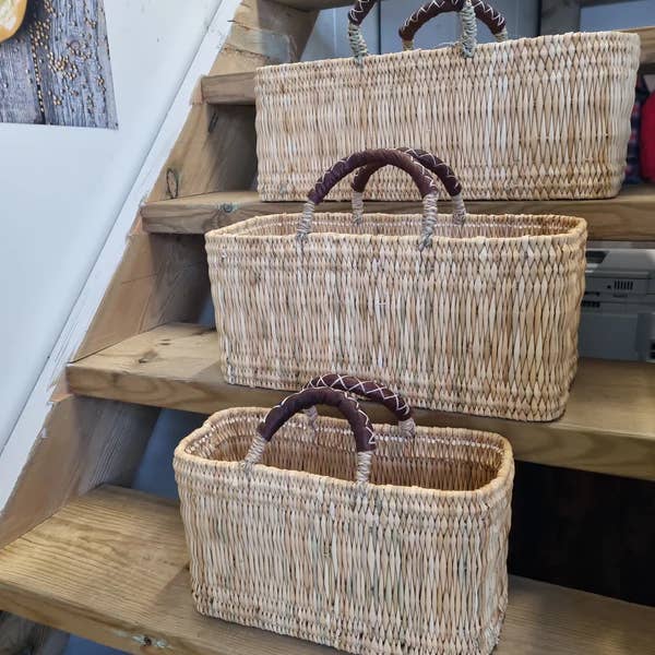 DarKech - Wholesale Basket - REED BASKET WITH LEATHER Handles