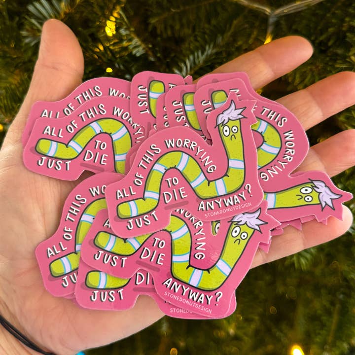 Bekymringsorm Vinyl Klistermærke for engroshandel hos Stone Donut Design, LLC