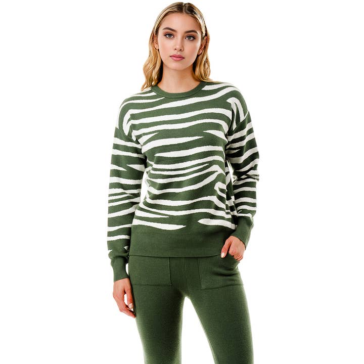 Zebra printing sweater top with matching solid pants set and other Purchase Wholesale zebra top. Free Returns & Net 60 Terms on Faire trending on Faire.