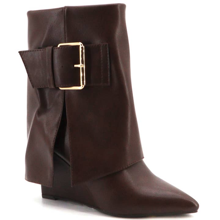 WEDGE ANKLE FOLDED BOOTS 12 PAIRS, CHOOSY 08 12 for wholesale by JOIA ACCESSORIES