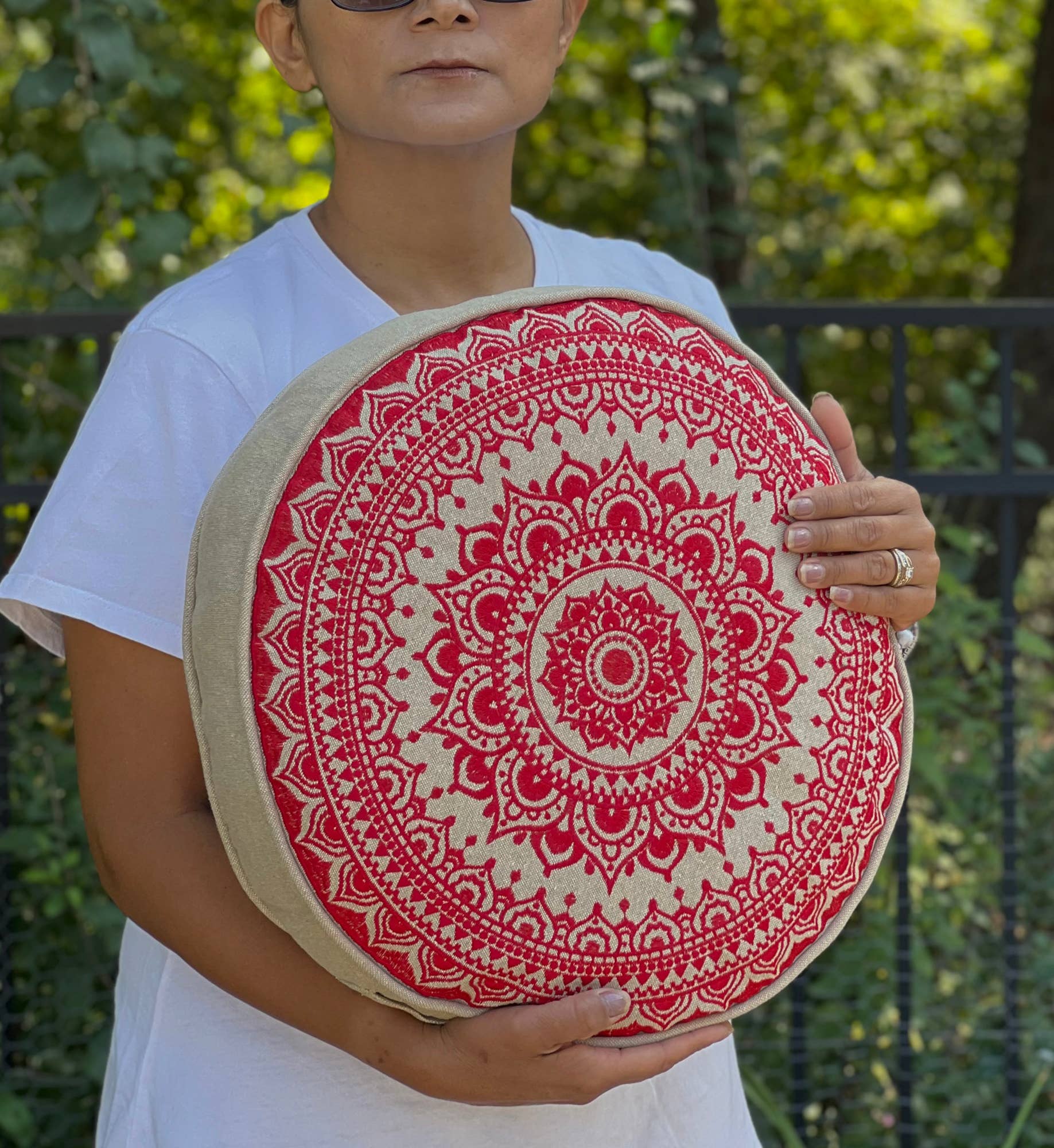 Lungta Imports - Vente Coussin décoratif de sol - Coussin de méditation tibétain Zen Zafu 8