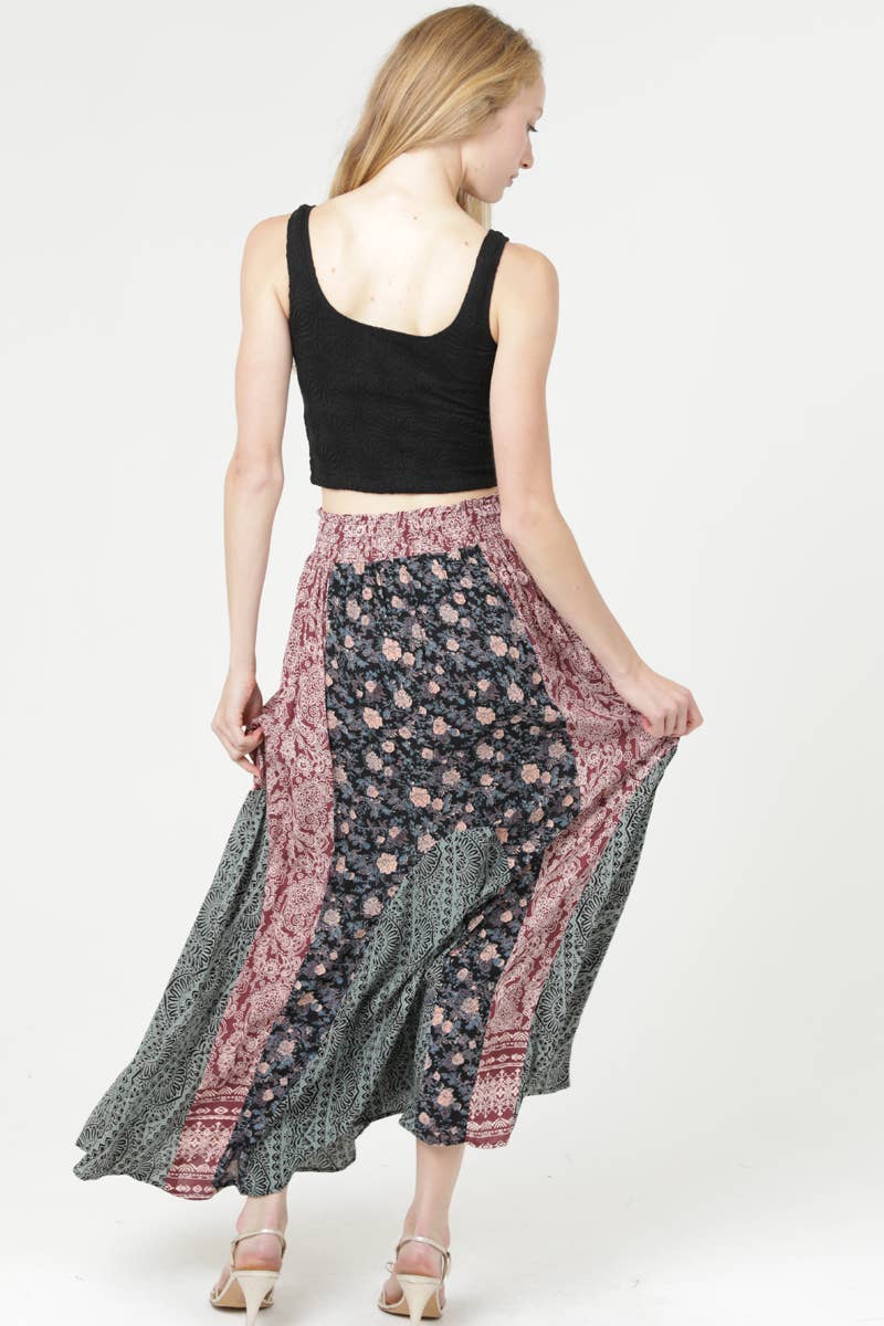 ANGIE – wholesale Skirt – Women’s – B6A91-FR43 MIXED PRINT SMOCKED WAIST MAXI SKIRT9