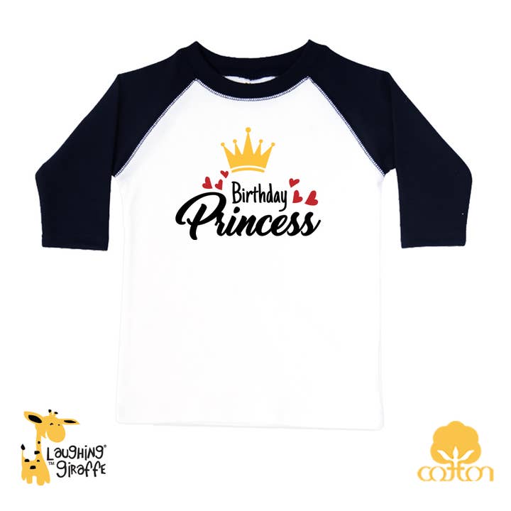 Baby Girl's "Birthday Princes" - Raglan Graphic T-Shirt for wholesale by ImprintKidsClothing