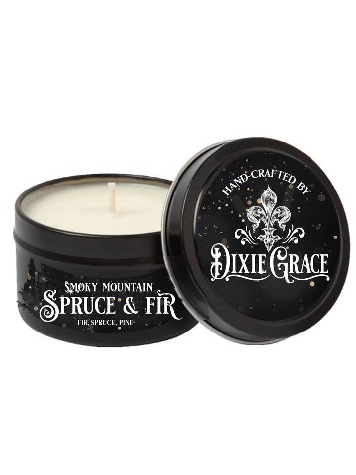 Smoky Mountain Spruce & Fir - 8 oz Candle Tin - Cotton Wick for wholesale by Dixie Grace
