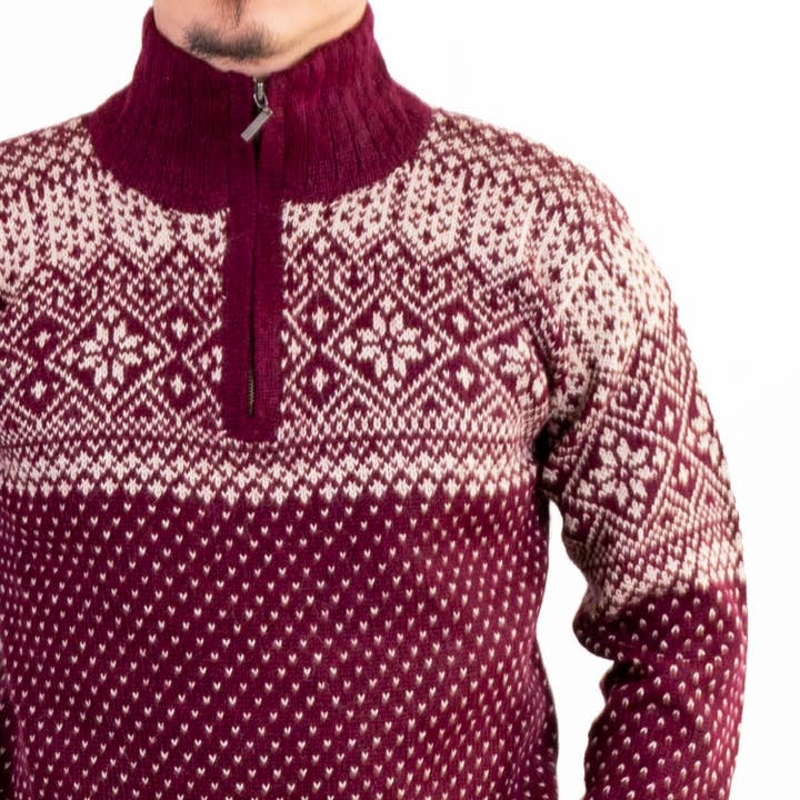 L.A.M Bolivia - Wholesale Gebreide trui - Heren - 100% Alpaca trui La Paz met halve rits en opstaande kraag7