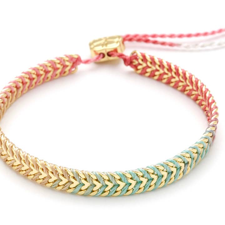 Iztac Candy Ombré Gold Woven Bracelet for wholesale by Boho Betty