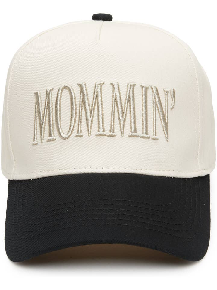 Two Tone Cap - Mommin' - Black/Beige for wholesale by Funky Junque