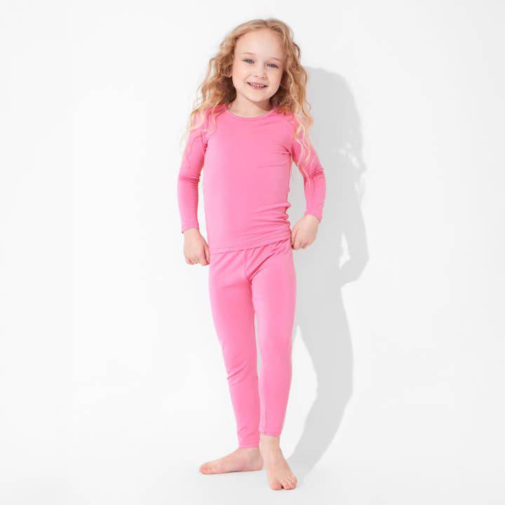 Bubblegum Pink Bamboo Kids Pajamas for wholesale by Bellabu Bear