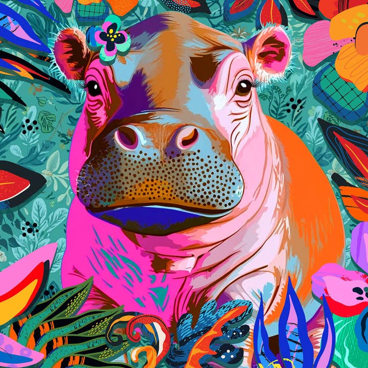 Floral Hippo Pop 500 Piece Jigsaw Puzzle for wholesale by Springbok Puzzle