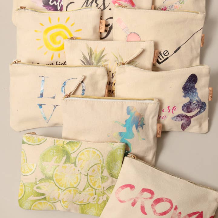 Fashion City - Wholesale Pouch - Women's - Multi Print Cotton Canvas Eco Pouch Bags