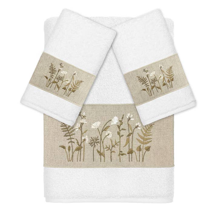 Wild Flower Embellished Towels for wholesale by Khalpera