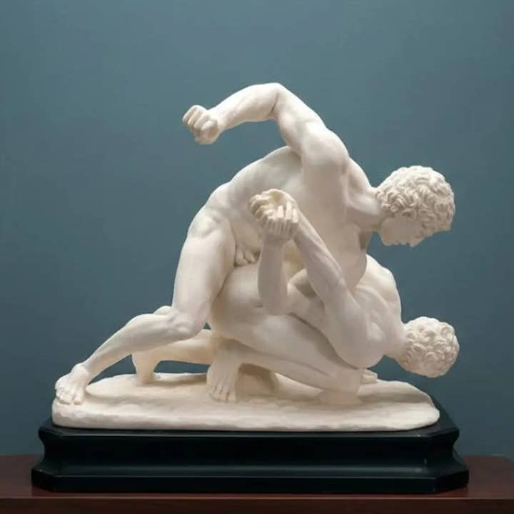 Sculpture des Lutteurs cm 40 (15,75 po) poudre d'albâtre pour la vente par ArteSacraCaravaggio