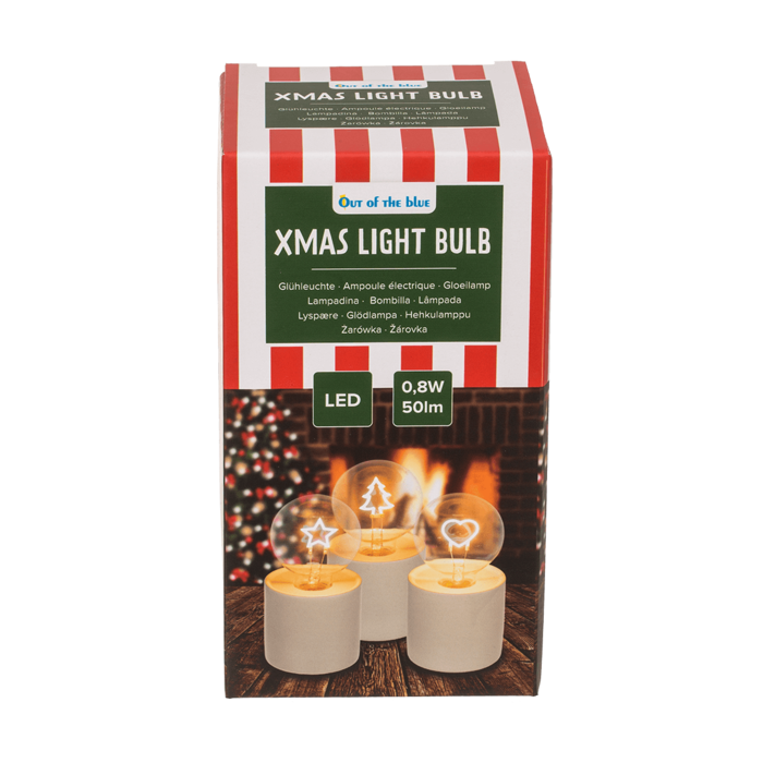 Out of the blue KG - Wholesale Christmas Decoration - Motif light bulb, Christmas, 8,5 x 16 cm,1
