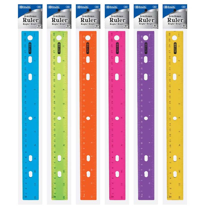 12" (30cm) Jeweltones Color Ruler for wholesale by Luna Office Supply - Everyday Essential