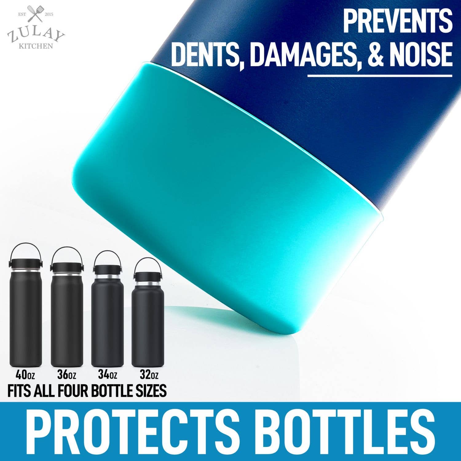 Zulay Kitchen - Wholesale Water Bottle - Protective Silicone Boot for for 3.5" Diameter Water Bottles4