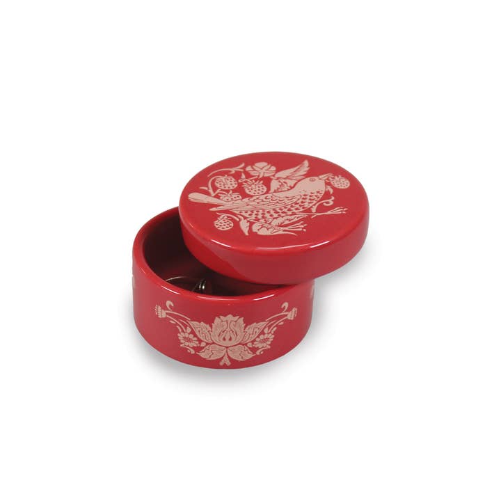 Half Moon Bay By Design - Wholesale Jewelry Box/Organizer - Ceramic Trinket Box William Morris StrawberryThief Raspberry2
