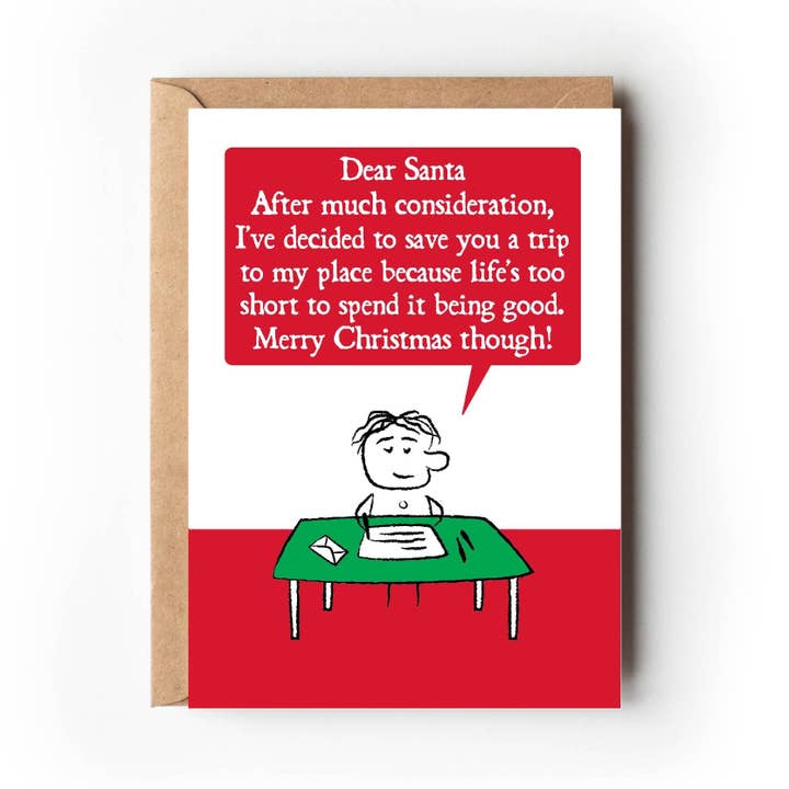 Dear Santa Christmas card | Funny Santa letter/naughty list for wholesale by VERSED AID