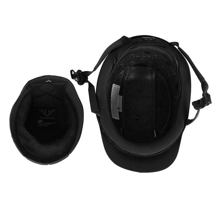 Black TuffRider Starter Horse Riding Helmet with Carbon Fiber Gril for wholesale on Faire