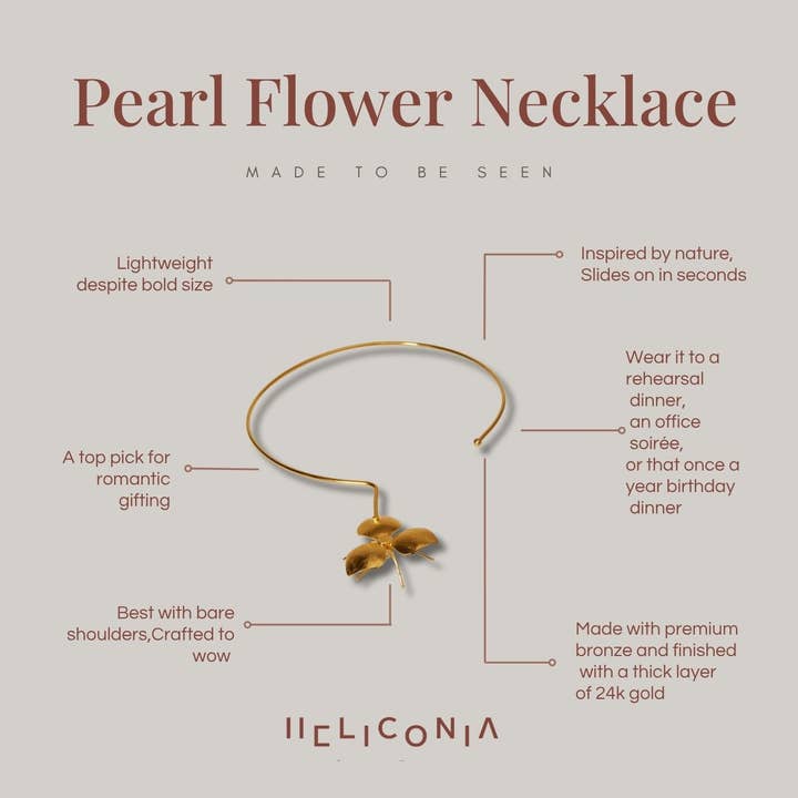 Heliconia Boutique – Großhandel Kette mit Anhänger/Charm – Perlenblumen-Halskette – Blüte & Perle, Zartes Geschenk8
