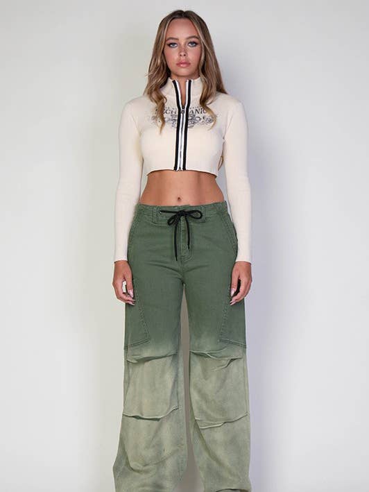 Ombre geverfde cargoparachutebroek met lage taille voor wholesale door Rehab Lab