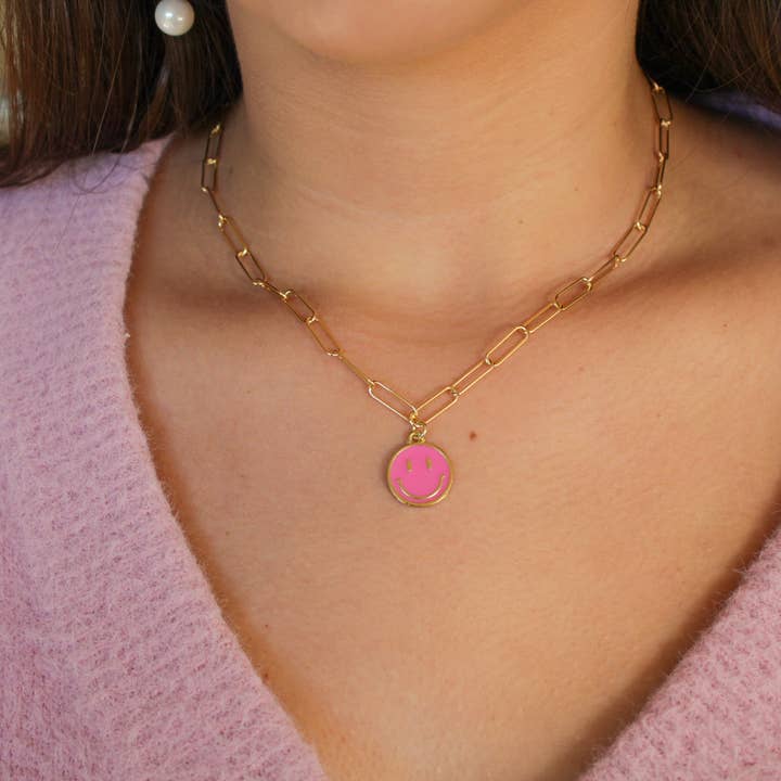 Smiley Chain Necklace for wholesale by White Daisy Jewelry LLC