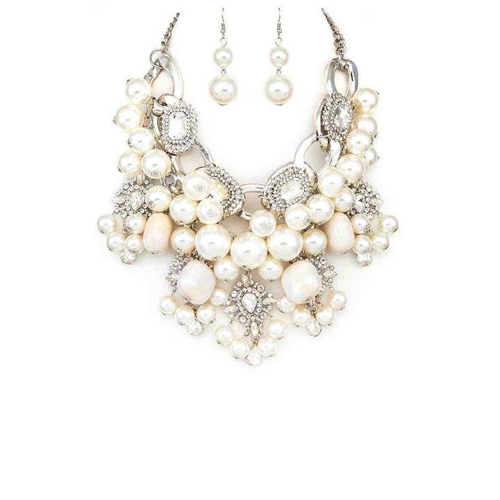 Artini Accessories - Wholesale Jewelry Set - Mix Pearls Statement Oversize Necklace Set