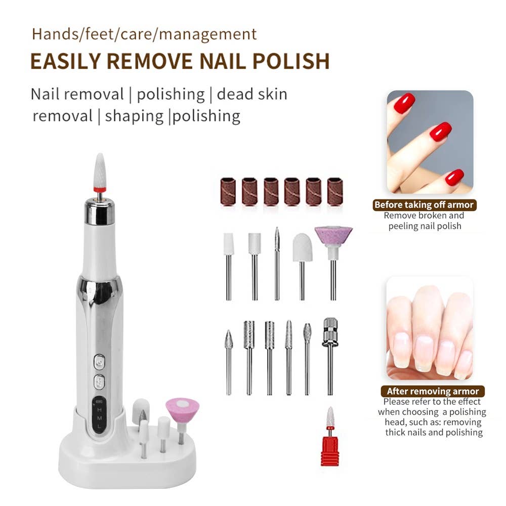 VIGOR – Engroshandel Sæt til neglepleje – Trådløs negleboremaskine pen maskine neglebånd bærbar 13 i 1 sæt14