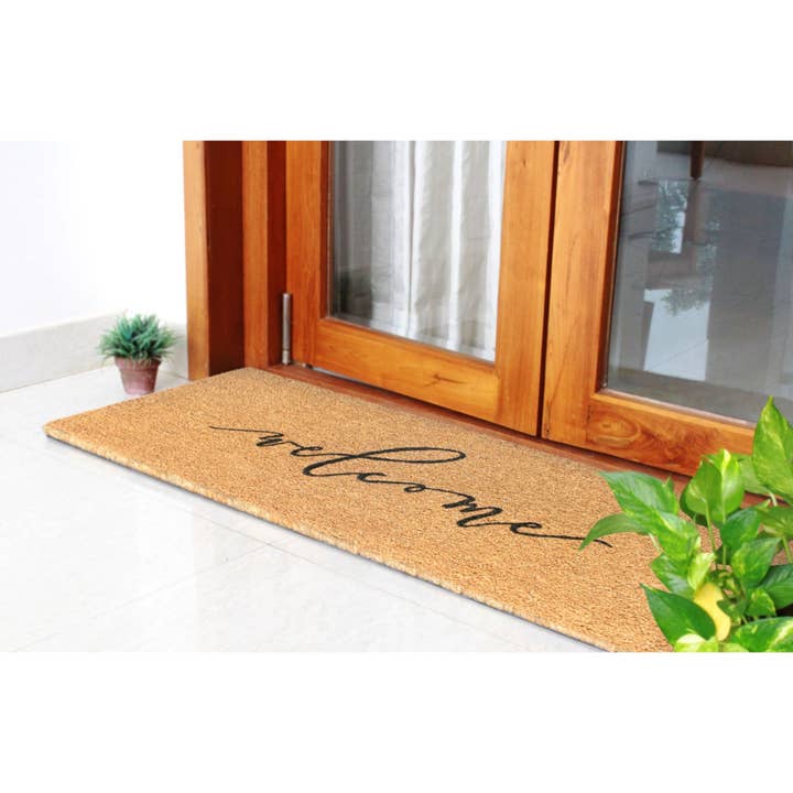 RugSmith - Wholesale Door Mat - RugSmith Black Scripty Welcome Doormat, 18" x 48"