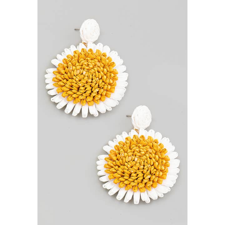 Raffia Sun Flower Drop øreringe for engroshandel hos The Looks by Fame Accessories