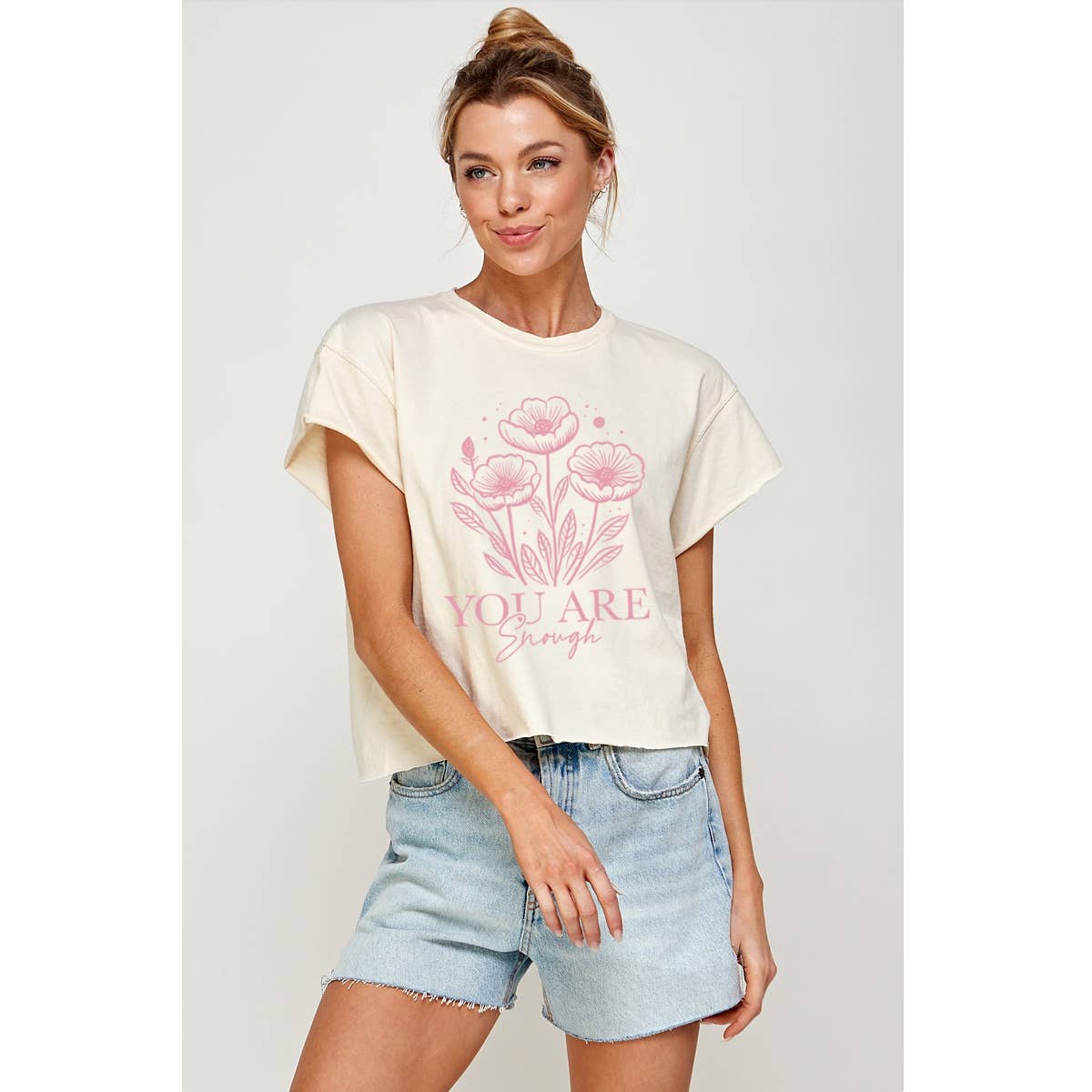 Illustrated Society - Wholesale T-Shirt (Graphic) - Women's - YOU ARE ENOUGH VINTAGE GRAPHIC CROP TOP5
