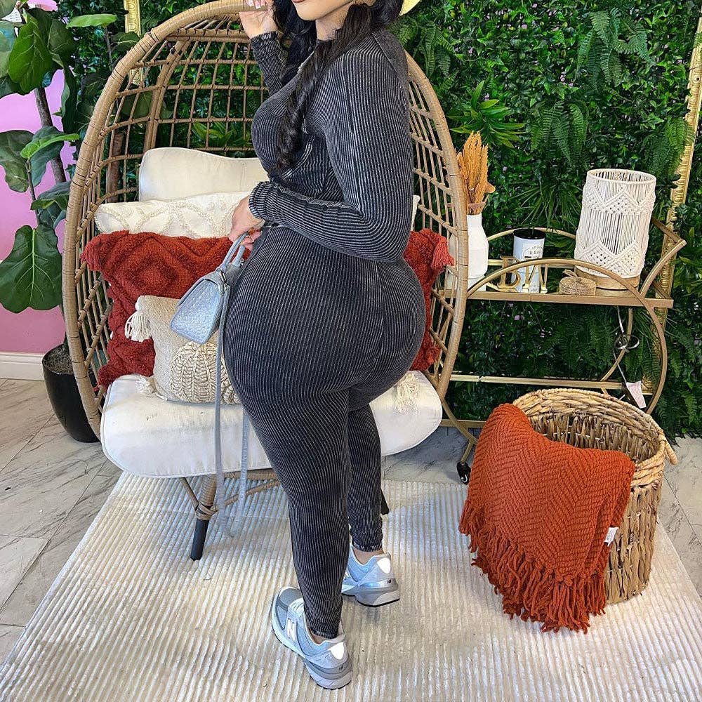 MB Fashion Wholesale - Vente Ensemble haut et pantalon (PAS d'intérieur) - Femme - Haut court côtelé et leggings taille haute de haute qualité MB FASHION 4043LY1