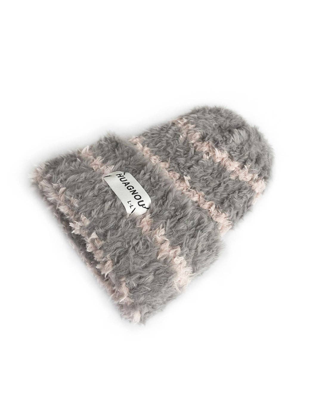 Funkyrel® Atzbranding Limited - Vente Bonnet – femme - Haila - Bonnet d'hiver épais en tricot pelucheux3