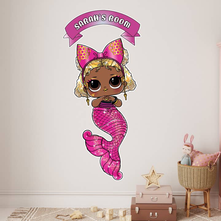 L.O.L Surprise! Wall Sticker - Mermaids Queen Bee Personalised Name Wall Art for wholesale by Themed