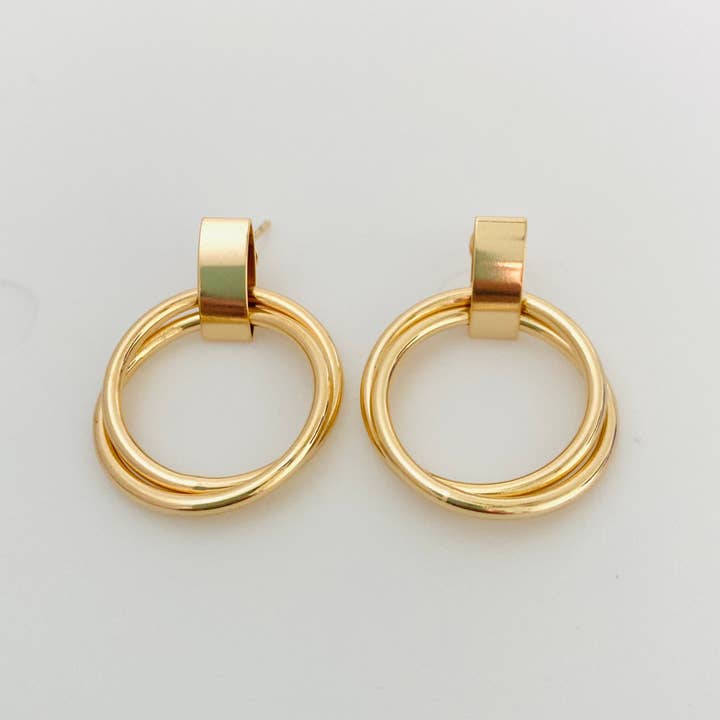 Housegoldjewelry - Vente Boucles d'oreilles pendantes - Boucles d'oreilles créoles doubles, créoles, créoles pendantes,4