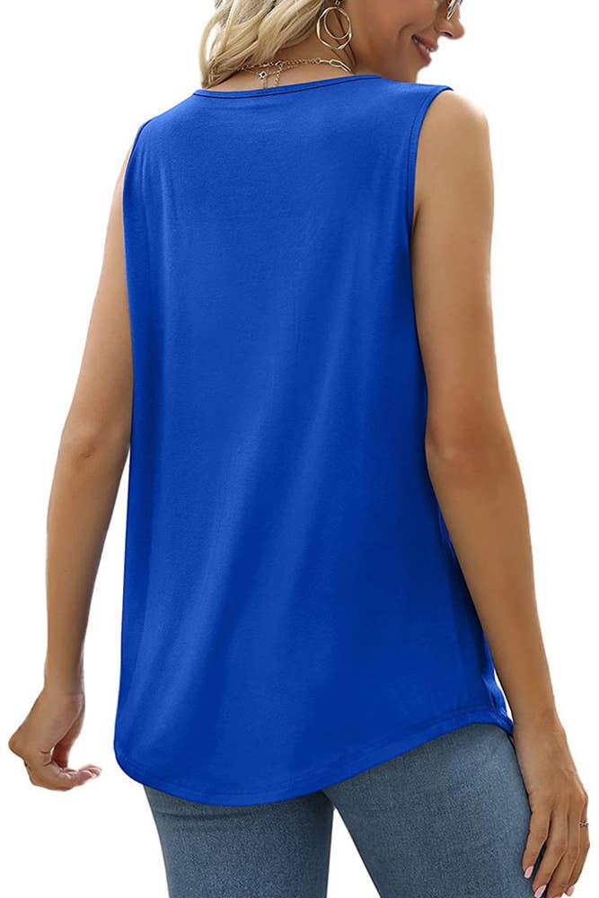 UNISHE - Wholesale Tunic - Women's - Plain Square Neck Tucked Stitching Tank Top ZZKF78411