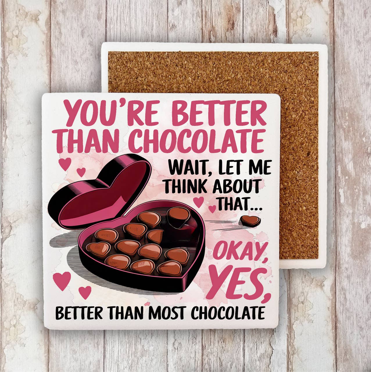 Avery Lane Gifts – Base de copos por atacado – Base de Copos de Pedra "Melhor que Chocolate" para o Dia dos Namorados