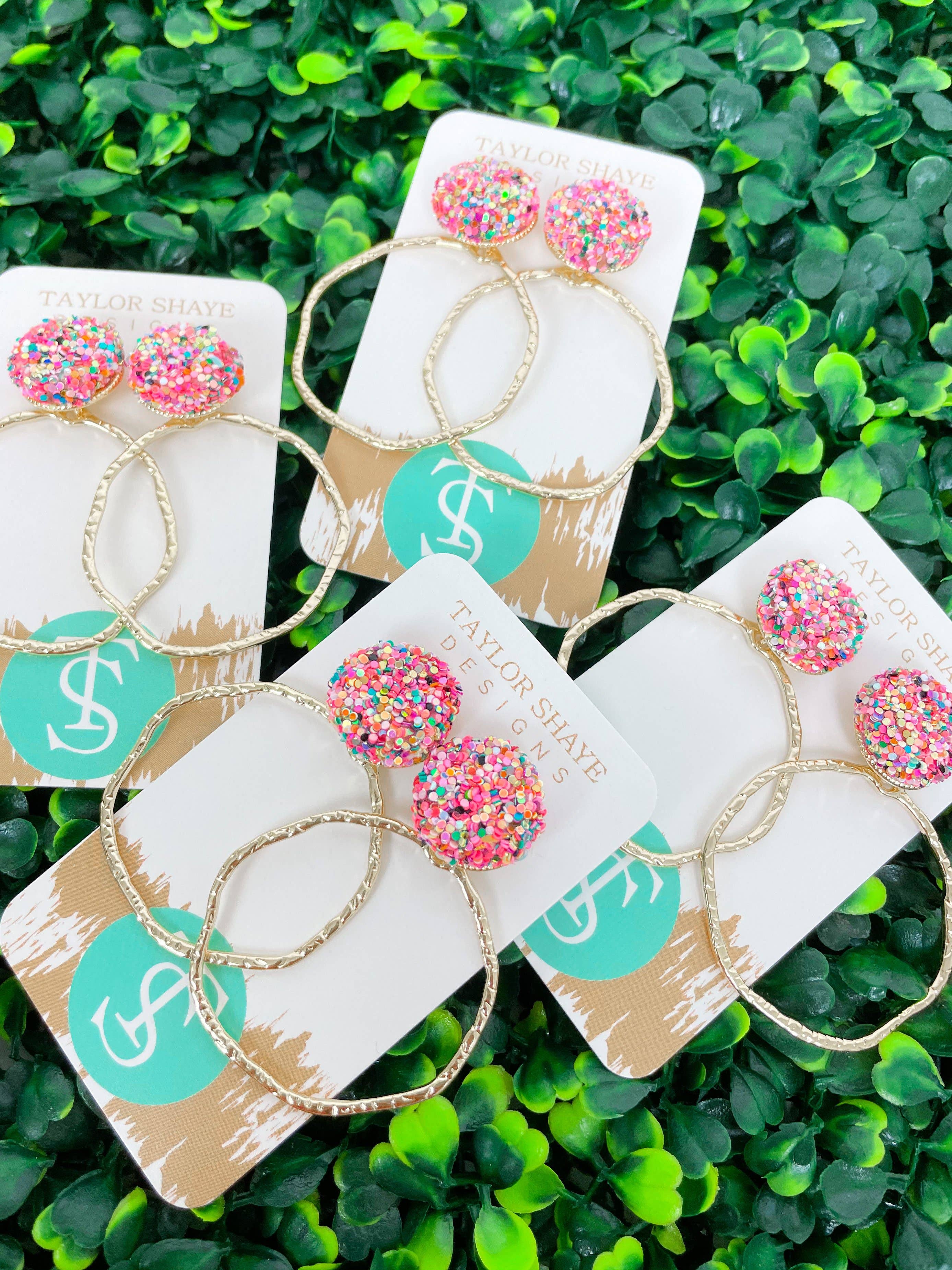 Taylor Shaye Designs - Venta al por mayor Pendientes colgantes - Aros superiores con purpurina12