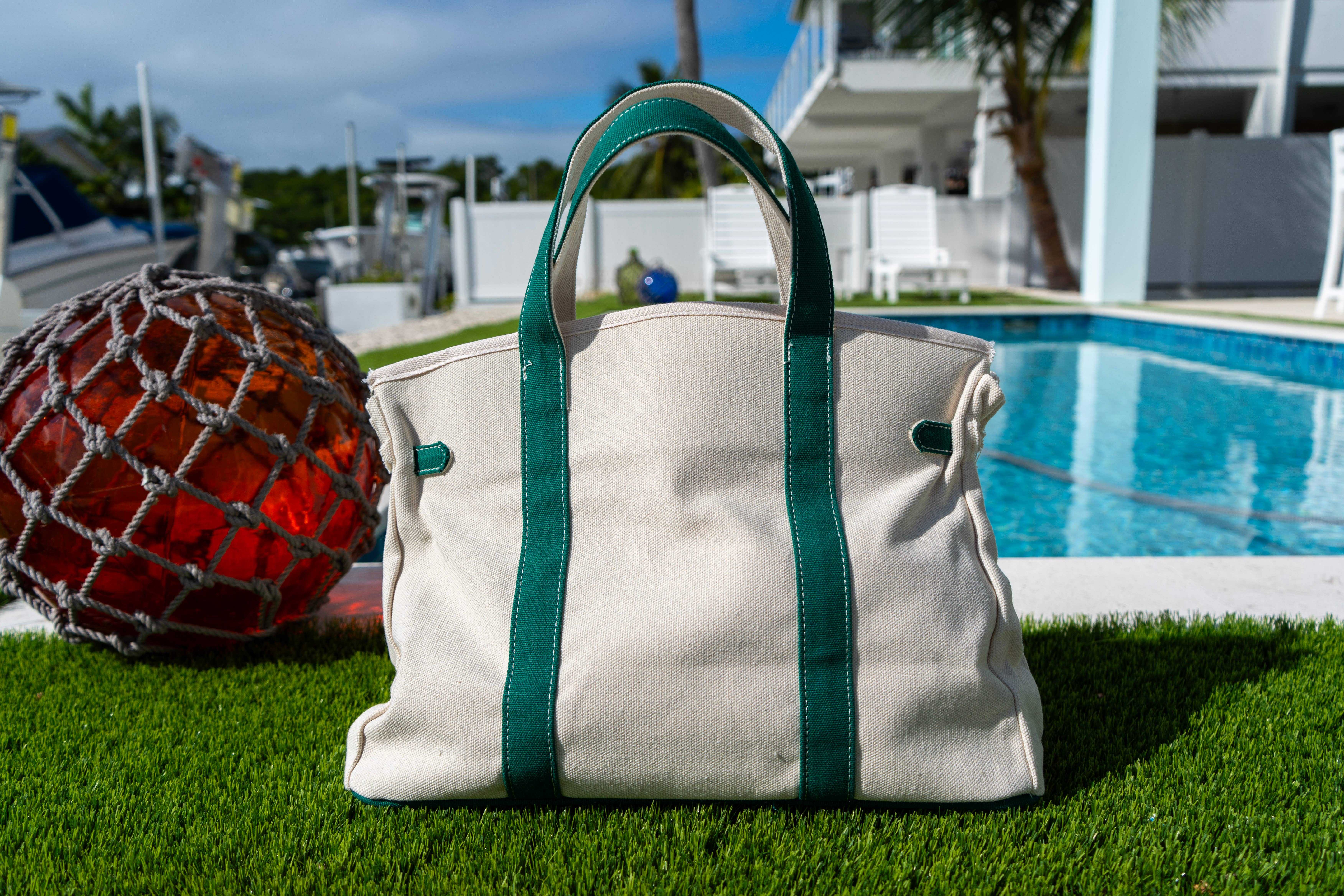 Coral Strands Fine Jewelry - Wholesale Tote Bag - Women's - Boatkin Canvas Boat Tote Bag BLUE & GREEN Pak5