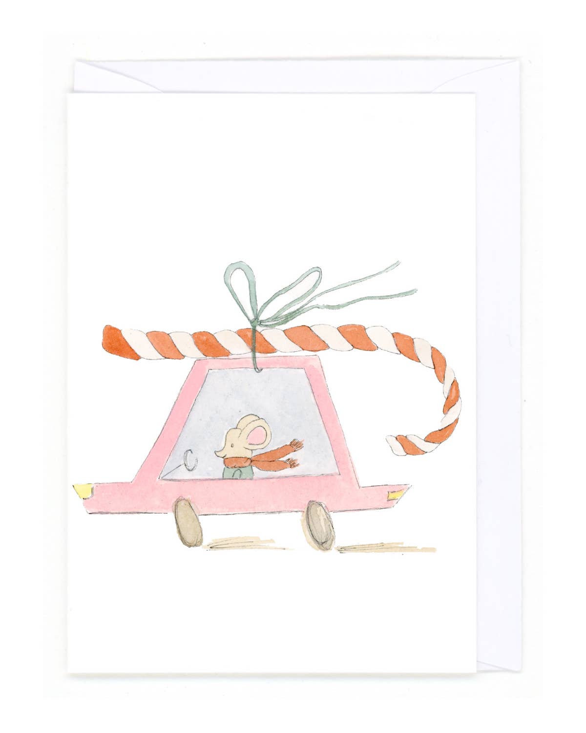 Bear on Paper – wholesale Christmas card – "Candy Cane Car"