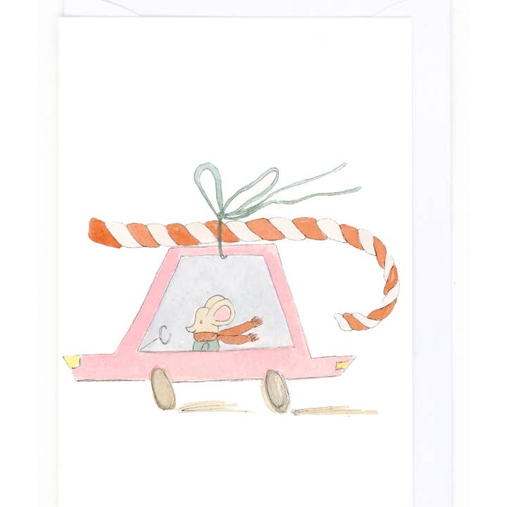 Bear on Paper – wholesale Christmas card – "Candy Cane Car"0