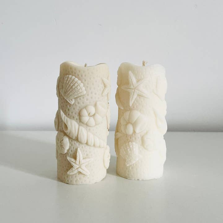 Sweet-Deco Creative - Wholesale Novelty Candle - Hand cast “seashell” pillar candle with fragrance options2