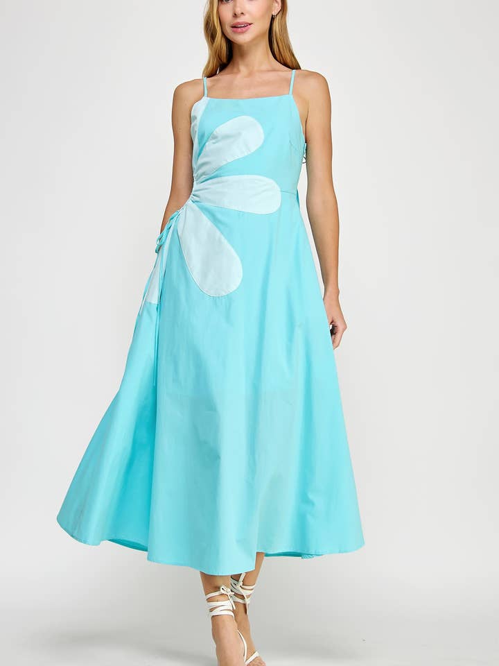 Ärmelloses Midikleid mit seitlichem Ausschnitt und Blumendetail für den Großhandel von Strut & Bolt