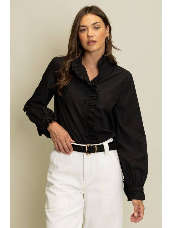 Heyson - Wholesale Blouse - Women's - LT1100_B Ruffled Detail Button-Up Blouse16